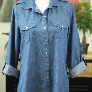 Chelsea & Voilet Denim Blue Shirt Women's Size L
